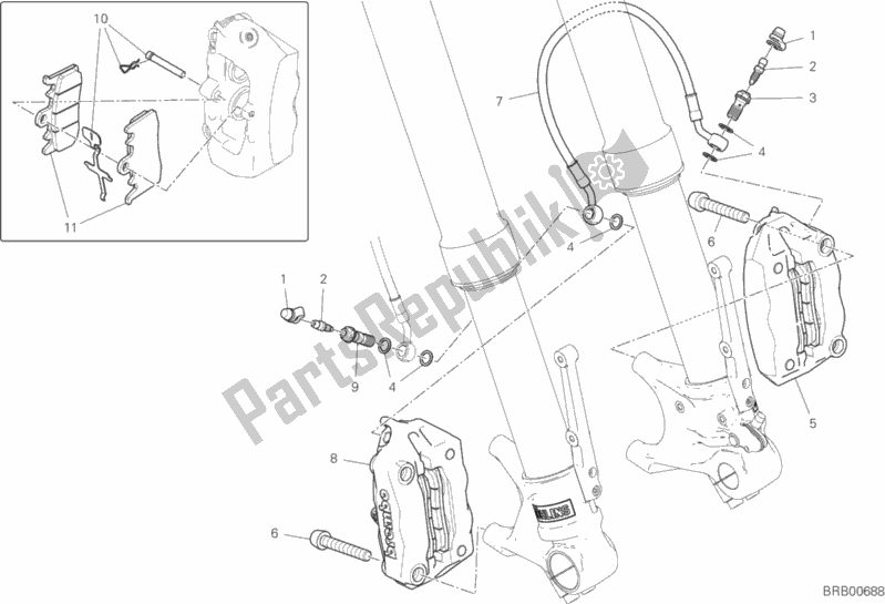 Todas las partes para Sistema De Freno Delantero de Ducati Hypermotard 950 SP USA 2020